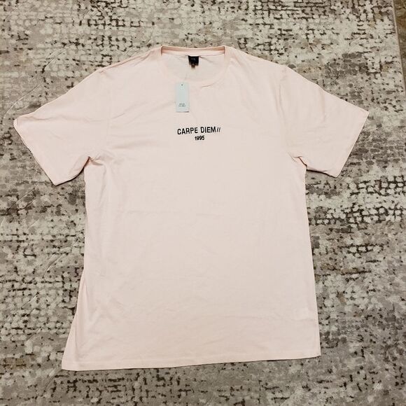 River Island T-Shirt With Carpe Diem Print In Pink - Picture 1 of 5